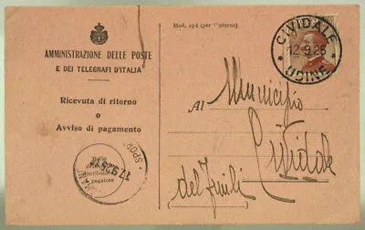 STORIA POSTALE REGNO 60 CENTESIMI 1925 AMMINISTRAZIONE POSTE E TELEGRAFI #SP650
