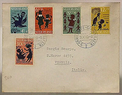 BUSTA MAIL OLANDA SERIE FRANCOBOLLI STAMP CHILDREN SET 1963 #SP494