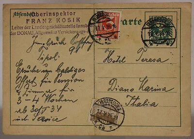 INTERO POSTALE AUSTRIA POSTKARTE INNSBRUCK 12 + 10 + 3 GROSCHEN 1934 #SP434