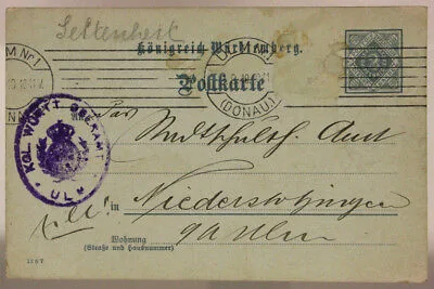 INTERO POSTALE GERMANIA POSTKARTE 2 PFENNIG 1910 WÜRTTEMBERG #SP421