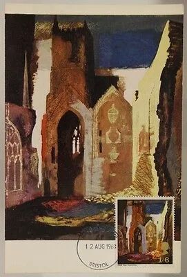 MAXIMUM CARD BRITISH PAINTINGS JOHN PIPER ST. MARY LE PORT 1968 BRISTOL #SP254