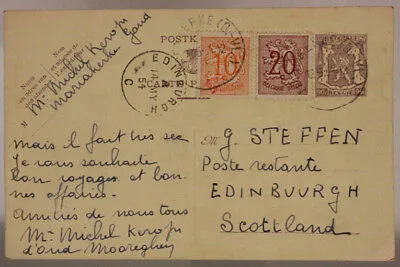 POST CARD FROM BELGIUM TO SCOTLAND 90 + 20 + 10 CENTIMES 1954 #SP483