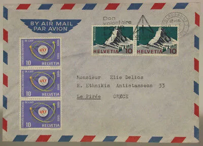 SVIZZERA AIR MAIL COVER FROM LAUSANNE TO GREECE 10 Cent. HELVETIA 1965 #SP476
