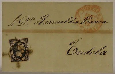 POSTAL HISTORY SPAIN 6 CUARTOS 1851 FROM PAMPLONA TO TUDELA #SP520