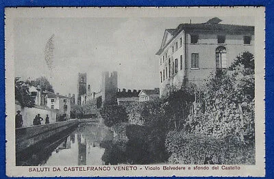 SALUTI DA CASTELFRANCO VENETO Vicolo Belvedere viaggiata 1917 f/p #20357