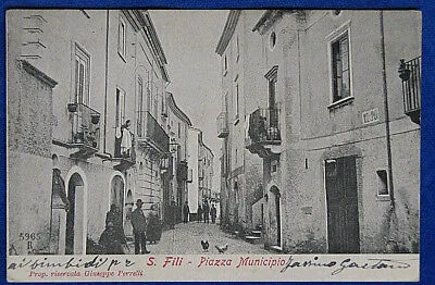 SAN FILI Piazza Municipio animata viaggiata anni 10 f/p #20207