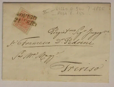 Lombardo Veneto Lettera con 15 Centesimi 1850 Rosa da Rovigo a Treviso 21 Febbraio  #SP172