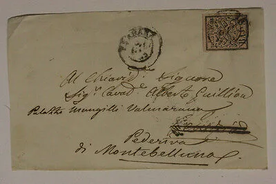 Storia Postale Stato Pontificio 5 Baiocchi Baj 1852 Frammento #SP203