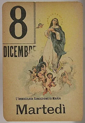 FOGLIO DI CALENDARIO Santo del Giorno 8 DICEMBRE Immacolata Concezione “900 #SA313