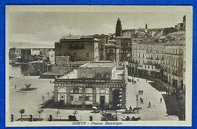 GAETA Palazzo Municipio carrozze animata viaggiata 1937 f/p c. opaca #19156