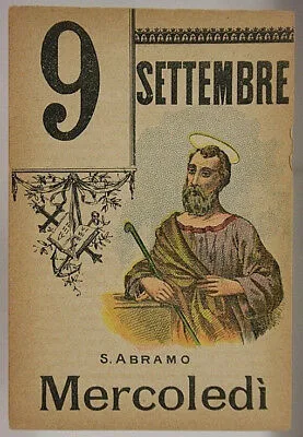 FOGLIO DI CALENDARIO Sant’ Abramo Santo del Giorno 9 SETTEMBRE “900 #SA470