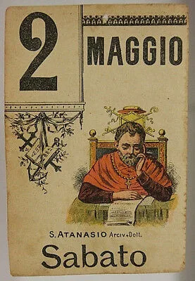 FOGLIO DI CALENDARIO Santo del Giorno S. Atanasio 2 MAGGIO “900 #SA457