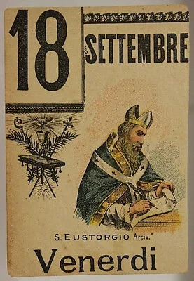 FOGLIO DI CALENDARIO Santo del Giorno San Eustorgio18 SETTEMBRE “900 #SA471