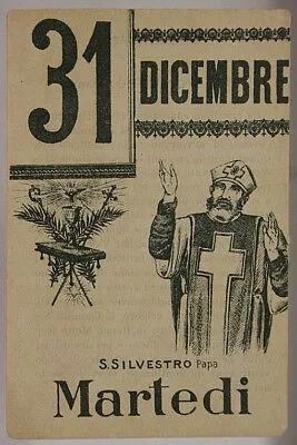 FOGLIO DI CALENDARIO Santo del Giorno San Silvestro 1 DICEMBRE “900 #SA491