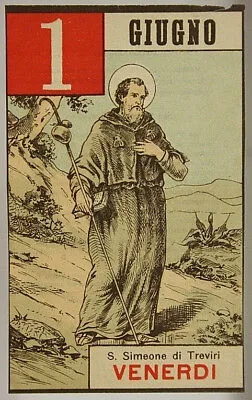 FOGLIO DI CALENDARIO Santo del Giorno San Simeone di Treviri 1 GIUGNO “900 #SA460