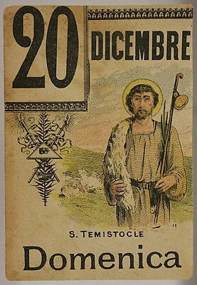 FOGLIO DI CALENDARIO Santo del Giorno San Temistocle 20 DICEMBRE “900 #SA486