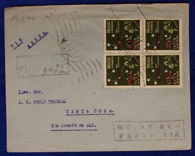 Storia Postale Brasile Brazil 60 Cts. su 400+200 Reis Anni 40 Posta Aerea #SP227