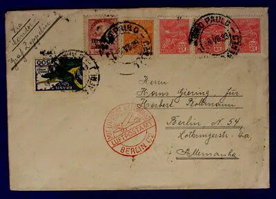Busta Viaggiata via Condor Graf ZEPPELIN  Brasile Sao Paulo – Friedrichshafen Germania 12-07-1933 #SP177