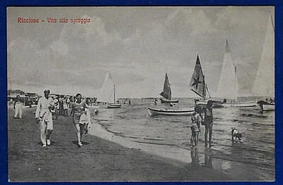 RICCIONE Vita alla spiaggia animata no viaggiata anni 20 f/p #20700