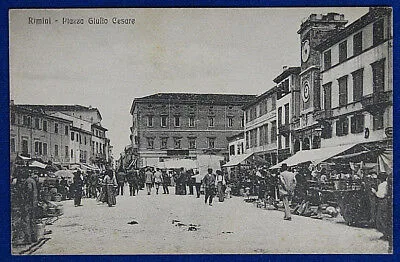RIMINI Piazza Giulio Cesare Mercato animata no viaggiata anni 20 f/p #20770