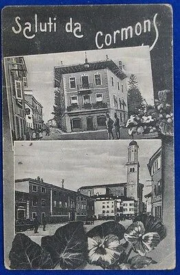 SALUTI DA CORMONS Vedute floreale animata viaggiata 1919  f/p #20683