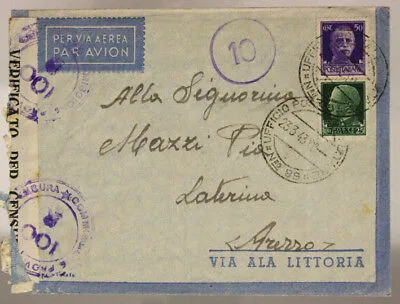 Ufficio Postale Militare n. 99 via aerea timbri censura 23.3.1943 #XP62