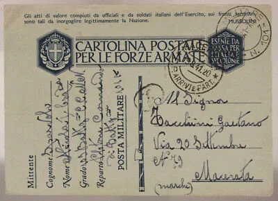 POSTA MILITARE n° 101A 1?.8.1941 CON TIMBRO D’ARRIVO #XP65B
