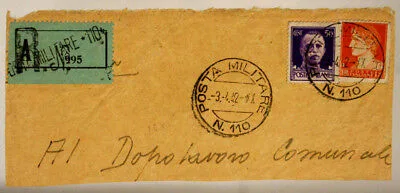 POSTA MILITARE n° 110 FRAMMENTO DI BUSTA AFFRANCATA 3.4.1942 #XP71