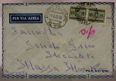 POSTA  n. 115 ( MARCHESE P. 5 ) BUSTA PER VIA AEREA  TUNISIA 1.4.1943 #XP75