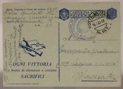 POSTA n. 147 ( P. 12 )TIMBRO COMANDO GRUPPO CCNN TAGLIAMENTO 18.2.1943 #XP80