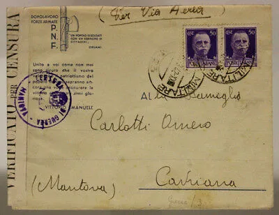 POSTA MILITARE n° 23 BUSTA VIA AEREA BOLLI CENSURA GRECIA 31.3.1942 #XP13C
