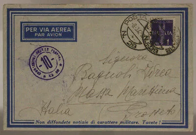POSTA MILITARE n° 29 (P.1) BUSTA VIA AEREA TIMBRI CENSURA GRECIA 8.3.1941 #XP15