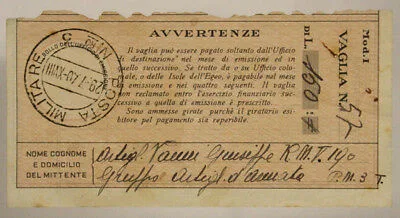 POSTA MILITARE n° 3 ( MARCHESE P. 1 ) VAGLIA DA 150 LIRE 29.7.1940 #XP4A