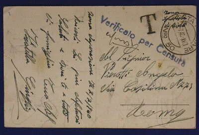 Posta Militare n° 50 (Marchese P.1) Timbro Verificato per Censura 8.7.1940 #XP27