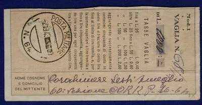 Posta Militare n. 64 Vaglia  2.9.1943 #XP37A