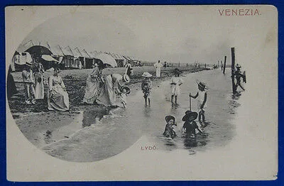 LIDO Venezia animata PP bagnanti  no viaggiata anni 10 f/p #20798