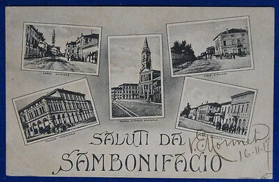 SALUTI DA SAMBONIFACIO Vedute animata no viaggiata scritta 1917 f/p #20789