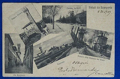 SALUTI DA SCARPERIA Vedute  animata  viaggiata 1909 f/p #20748