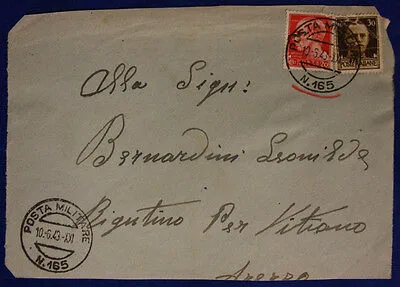Posta Militare n. 165 10.6.1943 ( Marchese P. 5 ) 20 e 30 Centesimi #XP83A