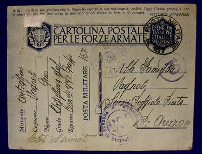 Posta Militare n. 167 Timbri Artiglieria Commissione Censura (Marchese P.1) #XP85