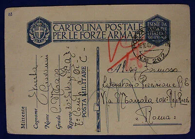 Posta Militare n. 262 Esente da Tassa  16.10.1940 #XP91B