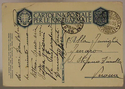 POSTA MILITARE n. 55 AICPM P. 3 FRANCHIGIA, TIMBRO D’ARRIVO 1?.9.1935 AOI #XP142