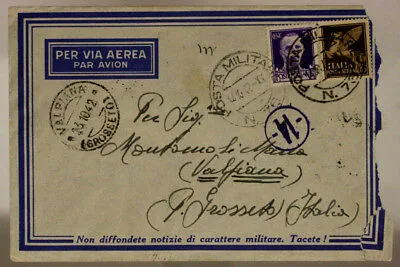 POSTA MILITARE n. 76 P. 10  BUSTA VIA AEREA AFFRANCATA CENSURE 14.10.1942 #XP114