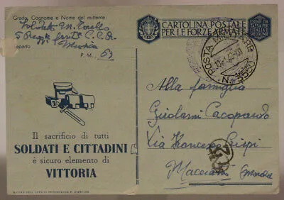 CONCENTRAMENTO POSTA MILITARE SIRACUSA n. 3550 ( P.1 ) 10.1.1943 #XP104B