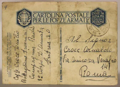 POSTA MILITARE n. 16 AICPM P. 8 BATT. TRASMISSIONI ERITREA 17.3.1936 AOI #XP135