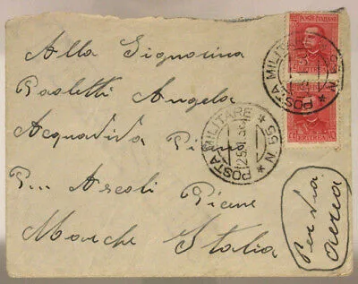 POSTA MILITARE n. 55 AICPM P. 2  BUSTA AFFRANCATA ERITREA  25.1.1936 AOI #XP140A