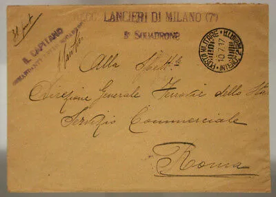 POSTA MILITARE INTENDENZA 2^ ARMATA A 10.7.1917 7° LANCIERI DI MILANO #XP181T