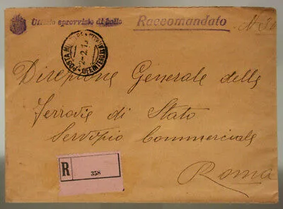 POSTA MILITARE INTENDENZA 2^ ARMATA A 2.2.1916 BUSTA RACCOMANDATA #XP181S
