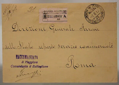 POSTA MILITARE INTENDENZA 3^ ARMATA A 2.6.1917 BUSTA RACC. BRIGATA MURGE #XP183N