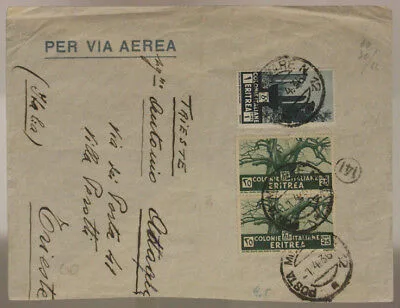 POSTA MILITARE n. 12 ( AICPM P.1 ) BUSTA AEREA ERITREA 1.4.1936 AOI #XP139E